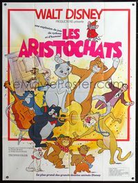 c326 ARISTOCATS French one-panel movie poster R70s Walt Disney feline musical cartoon!