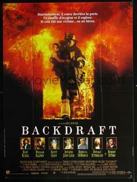 c329 BACKDRAFT French one-panel movie poster '91 great image of firefighter Kurt Russell, Ron Howard