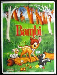 c331 BAMBI French one-panel movie poster R90s Walt Disney cartoon deer classic!