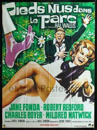 c332 BAREFOOT IN THE PARK French 1p '67 different art of Robert Redford & sexy Jane Fonda by Roje!