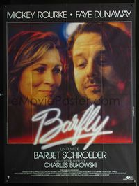 c333 BARFLY French one-panel movie poster '87 Barbet Schroeder, Mickey Rourke, Faye Dunaway