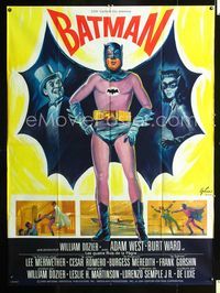 c336 BATMAN French one-panel movie poster '66 great art of Adam West & villains by Grinsson!