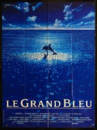 c347 BIG BLUE French one-panel movie poster '88 Luc Besson, cool image of boy swimming with dolphin!
