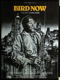 c350 BIRD NOW French one-panel poster '87 art of Charlie Parker playing saxophone by Jean-Claude!