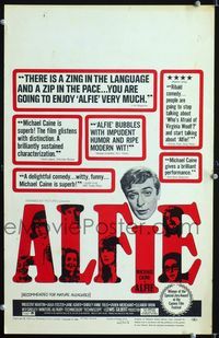 c025 ALFIE window card movie poster '66 Michael Caine loves them and leaves them!