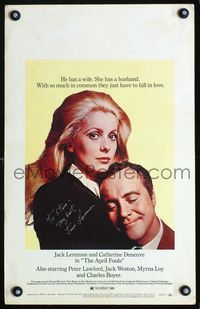 c034 APRIL FOOLS signed window card movie poster '69 by Jack Lemmon, who is with Catherine Deneuve!