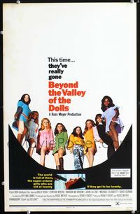 c045 BEYOND THE VALLEY OF THE DOLLS window card poster '70 Russ Meyer's girls who are old at twenty!
