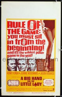 c046 BIG HAND FOR THE LITTLE LADY window card '66 Henry Fonda, Joanne Woodward, wildest poker game!