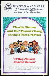 c051 BOY NAMED CHARLIE BROWN window card '70 artwork of Snoopy & the Peanuts by Charles M. Schulz!