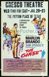 c067 CHASE window card movie poster '66 Marlon Brando, Jane Fonda, Robert Redford
