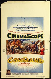 c076 COMMAND window card movie poster '54 Guy Madison, cool CinemaScope design & artwork!
