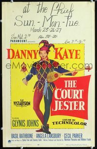 c079 COURT JESTER window card movie poster '55 classic image of wacky Danny Kaye!