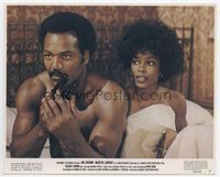d041 BLACK GUNN color 8x10 movie still #2 '72 great close up of Jim Brown & Brenda Sykes in bed!