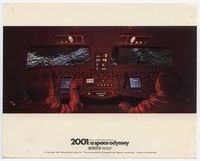 d005 2001: A SPACE ODYSSEY English FOH lobby card '68 great Cinerama close up of pilots at controls!
