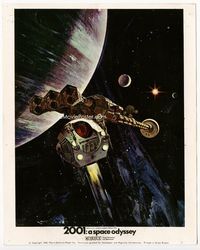 d001 2001: A SPACE ODYSSEY color English 8x10 '68 Stanley Kubrick, cool space ship artwork image!
