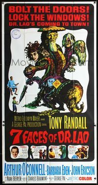 1a209 7 FACES OF DR. LAO three-sheet '64 great art of Tony Randall's personalities by Joseph Smith!