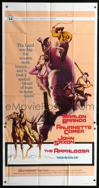 1a214 APPALOOSA three-sheet movie poster '66 Marlon Brando lives on the edge of violence!