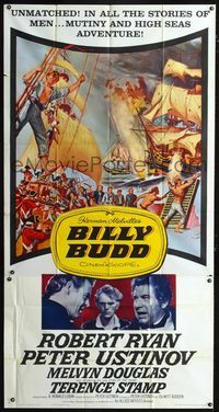 1a228 BILLY BUDD three-sheet poster '62 Terence Stamp, Robert Ryan, mutiny & high seas adventure!