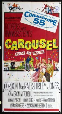 1a236 CAROUSEL three-sheet poster '56 Shirley Jones, Gordon MacRae, Rodgers & Hammerstein musical!