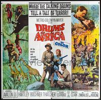1a017 DRUMS OF AFRICA six-sheet poster '63 great image of Frankie Avalon hunting in the jungle!