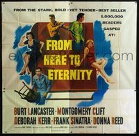 1a020 FROM HERE TO ETERNITY 6sheet '53 Burt Lancaster, Deborah Kerr, Sinatra, Reed, Montgomery Clift
