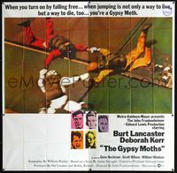 1a028 GYPSY MOTHS six-sheet poster '69 Burt Lancaster, John Frankenheimer, cool sky diving image!