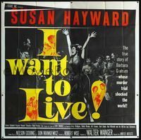 1a030 I WANT TO LIVE 6-sheet '58 Susan Hayward as Barbara Graham, a party girl convicted of murder!