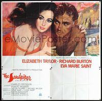 1a051 SANDPIPER six-sheet '65 great artwork of Elizabeth Taylor & Richard Burton on the beach!