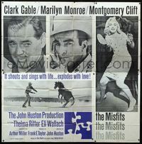 1a038 MISFITS six-sheet poster '61 Clark Gable, sexy Marilyn Monroe, Montgomery Clift, John Huston