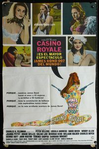 1a419 CASINO ROYALE Argentinean movie poster '67 all-star James Bond spoof, five sexy babes!