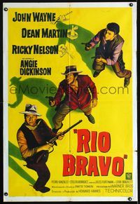 1a531 RIO BRAVO Argentinean movie poster '59 John Wayne, Dean Martin, Howard Hawks, different art!
