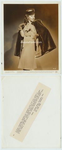 1b191 MEET JOHN DOE 8x10 still '41 great portrait of Barbara Stanwyck in a mouton cape & cool hat!