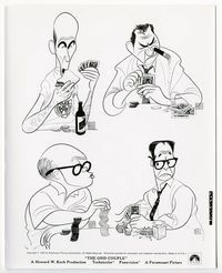 1b214 ODD COUPLE 8x10 movie still '68 great Al Hirschfeld art of players gambling at the poker game!