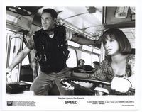 1b282 SPEED 7.75x10 movie still '94 great 2-shot of Keanu Reeves & Sandra Bullock riding on bus!