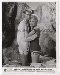 1b288 SUMMER PLACE 8x10.25 movie still '59 best full-length Sandra Dee & Troy Donahue hug close up!