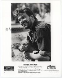 1b301 THREE WISHES 8x10 still '95 great Patrick Swayze close up with his Terrier dog Betty Jane!