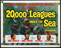 1c272 20,000 LEAGUES UNDER THE SEA half-sheet '55 Jules Verne underwater classic, wonderful art!