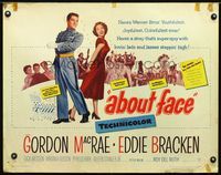 1c283 ABOUT FACE half-sheet movie poster '52 military cadets Gordon MacRae & Eddie Bracken!