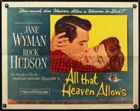 1c292 ALL THAT HEAVEN ALLOWS style B 1/2sheet '55 close up romantic art of Rock Hudson & Jane Wyman!
