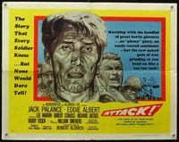 1c301 ATTACK style A half-sheet poster '56 Robert Aldrich, cool close up artwork of Jack Palance!