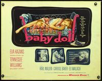 1c303 BABY DOLL half-sheet poster '57 Elia Kazan, classic image of sexy troubled teen Carroll Baker!