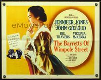 1c307 BARRETTS OF WIMPOLE STREET style A half-sheet '57 art of Jennifer Jones as Elizabeth Browning!