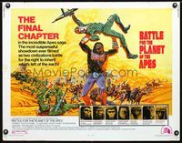 1c308 BATTLE FOR THE PLANET OF THE APES half-sheet movie poster '73 sci-fi, the final chapter!