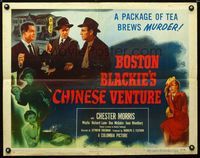 1c318 BOSTON BLACKIE'S CHINESE VENTURE half-sheet movie poster '49 detective Chester Morris in Asia!