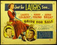 1c320 BRIDE FOR SALE style B half-sheet poster '49 Claudette Colbert, Robert Young, George Brent