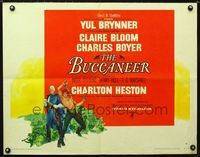 1c323 BUCCANEER style A half-sheet '58 Yul Brynner, Charlton Heston, directed by Anthony Quinn!