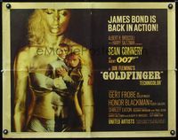 1c399 GOLDFINGER 1/2sheet '64 classic montage image of Sean Connery as James Bond & Honor Blackman!