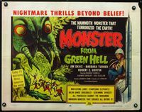 1c495 MONSTER FROM GREEN HELL half-sheet '57 art of the mammoth monster that terrorized the Earth!
