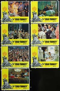 1d030 COLD TURKEY 7 movie lobby cards '71 Dick Van Dyke & entire town quits smoking!
