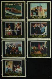 1d079 HELL ON FRISCO BAY 7 movie lobby cards '56 Alan Ladd, Edward G. Robinson, Joanne Dru